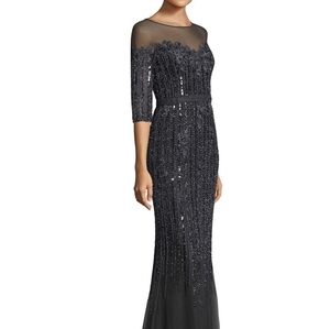 Basix Black Label Mesh Embellished Gown